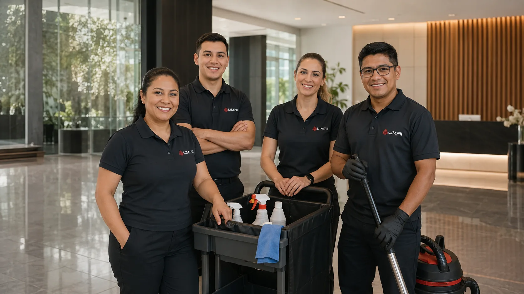 Equipo LIMPII con uniforme y equipamiento profesional