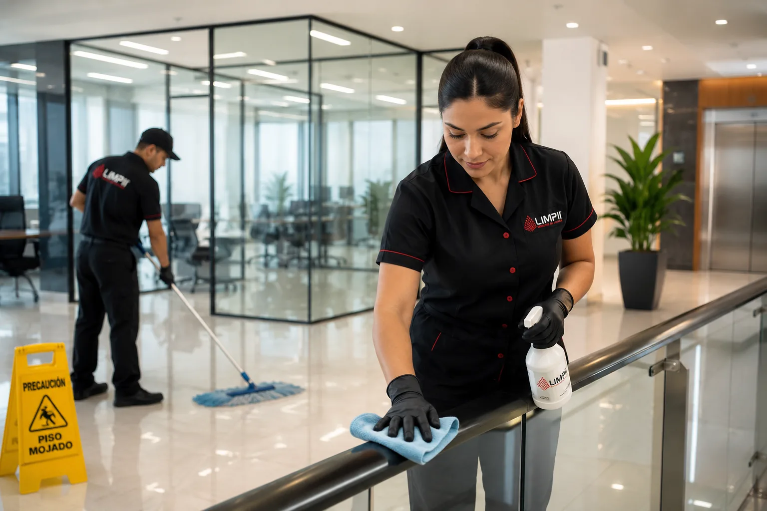 Equipo LIMPII trabajando en edificio corporativo